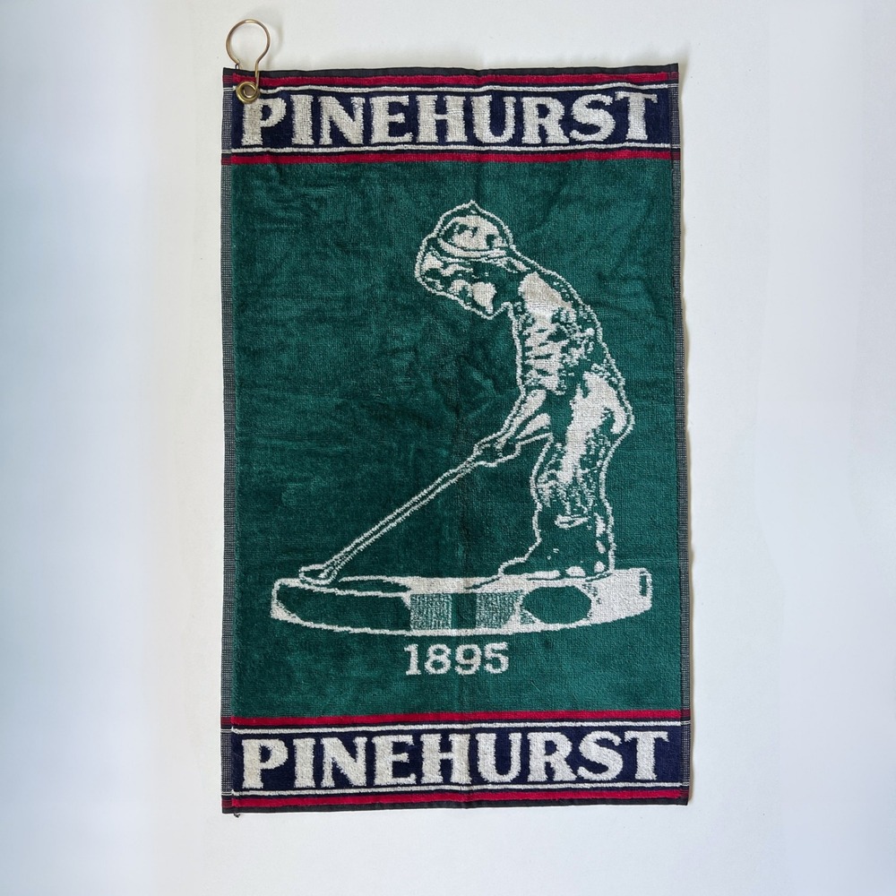 Vintage Pinehurst Golf Towel 1895 Golfer Graphic Hanging Towel Made in Belgium - Picture 1 of 9